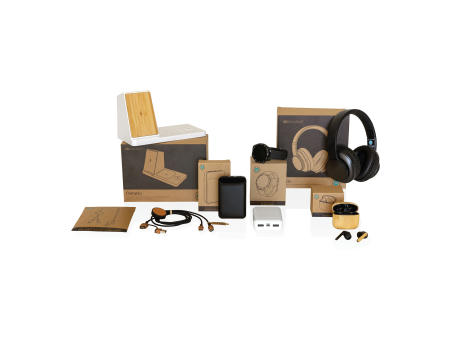 Ontario 15W 3-in-1 Charger aus RCS rec. Kunststoff & Bambus Werbeartikel