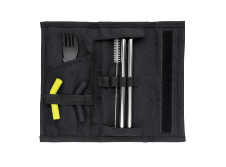 Tierra 2-teiliges Trinkhalm- und Besteckset Werbeartikel