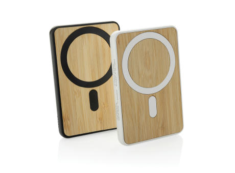 Zen 5000mAh 5W magnetische Bambus-Powerbank aus RCS rPlastik bedrucken