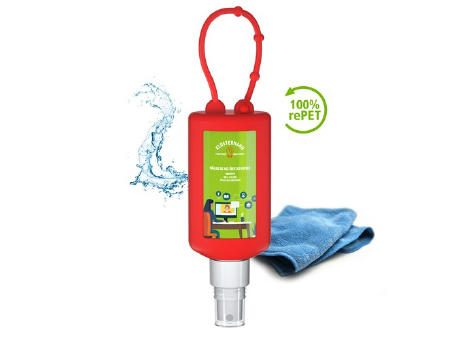 50 ml Bumper rot  - Smartphone & Arbeitsplatz-Reiniger - Body Label Werbeartikel