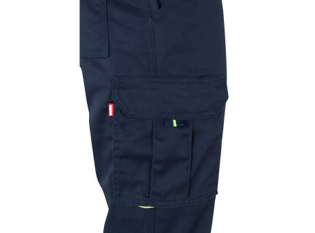 VL ZEUS LARGE. Zweifarbige Stretch-Hose mit mehreren Taschen (240 g/m²), aus Baumwolle (46 %), EME (38 %) und Polyester (16 %) Werbeartikel