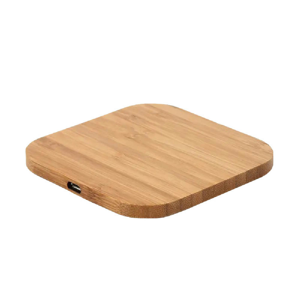 Wireless Charger eckig 10W Bambus Werbeartikel
