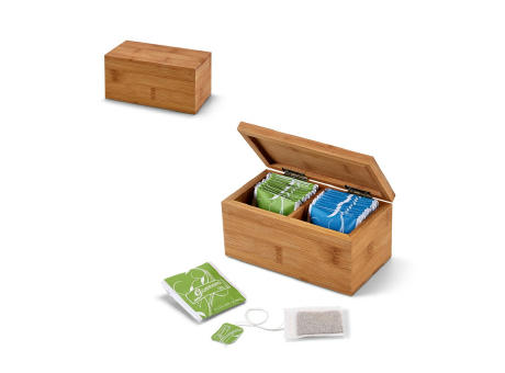 BURDOCK. Teebox aus Bambus mit 2 Fächern und einem Magnetverschluss Werbeartikel