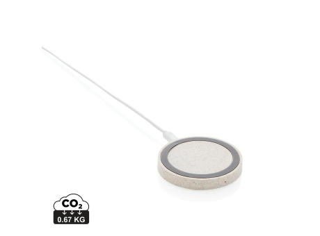 Rundes 5W Charging Pad aus Weizenstroh Werbeartikel