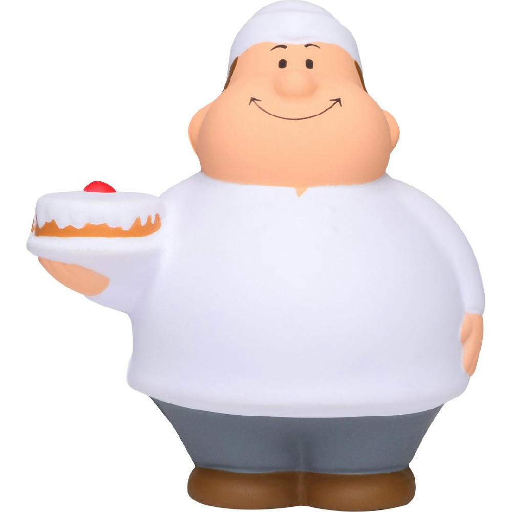 Product image Geburtstags Bert mit Torte in der Hand – Anti-Stress-Figur als Werbeartikel zum Geburtstag von Kunden