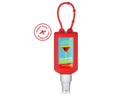 50 ml Bumper rot - Insektenschutz-Spray sensitiv - Body Label Werbeartikel