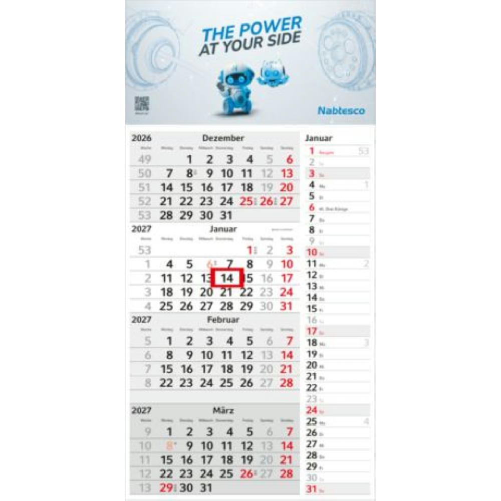 Product image 4-Monatskalender Einblatt Konzept 4 Post EXPRESS mit Streifenkalendarium Werbeartikel
