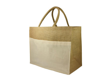 Juten Shopper mit Baumwollfach, 300 gr/m² Werbeartikel