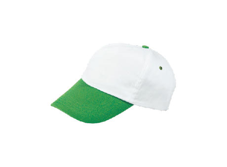 Product image Cap 5 Panel weiß mit farbigem Schirm und Klettverschluss Werbeartikel