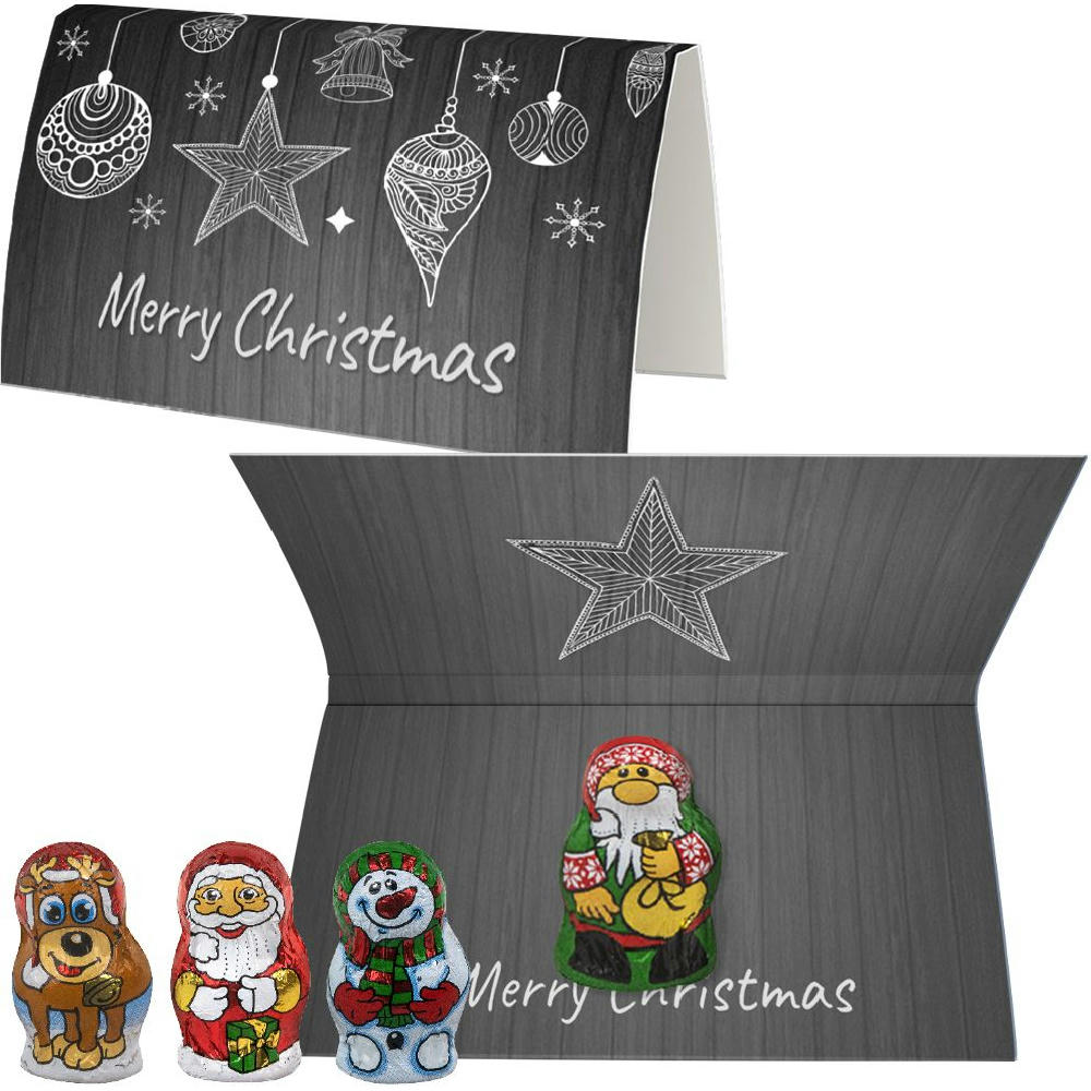 Product image Schoko-Weihnachts Mix, ca. 7g, Werbekarte A6 gefaltet Werbeartikel