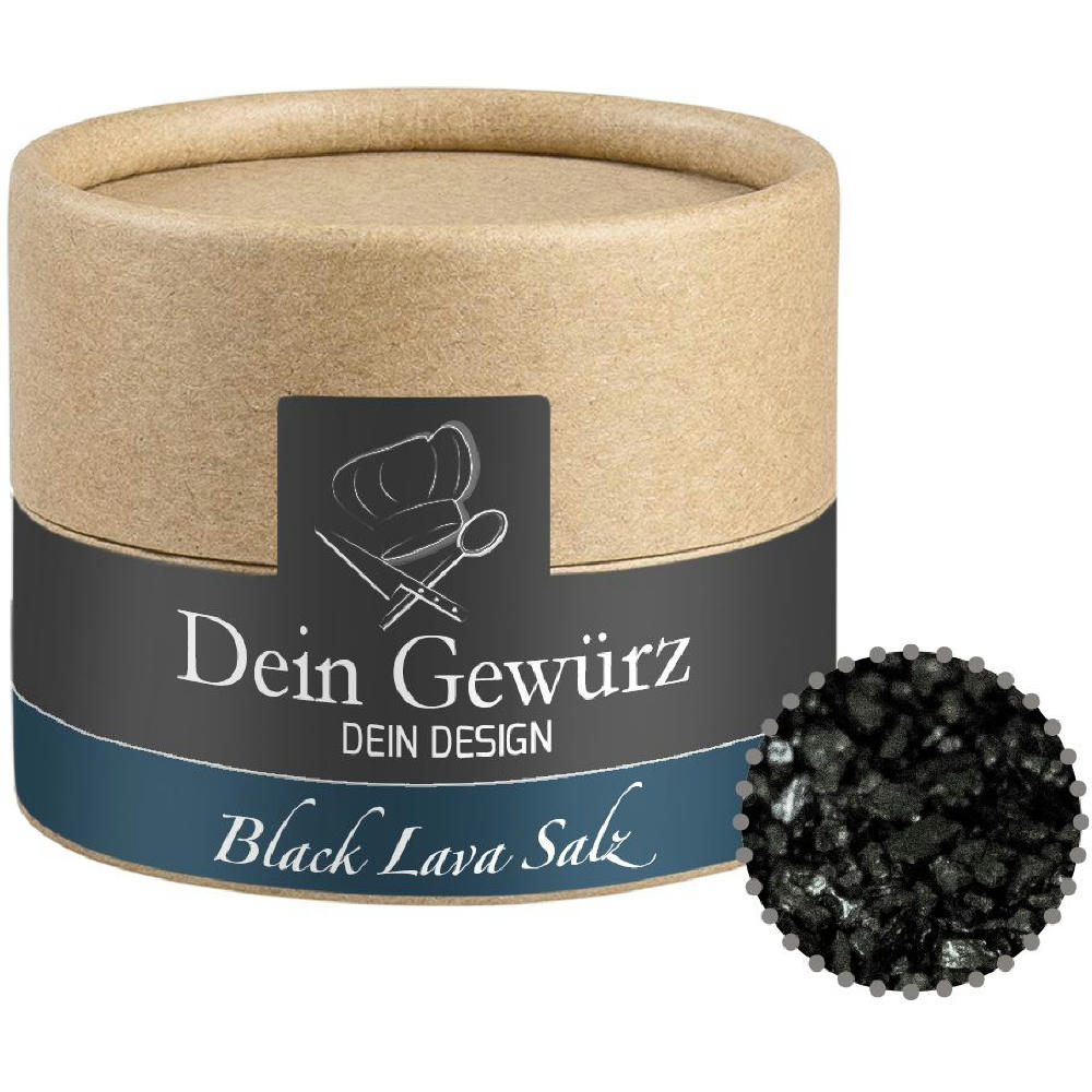 Product image Gewürzmischung Black Lava Salz, ca. 75g, Kraftpapierdose Mini Werbeartikel