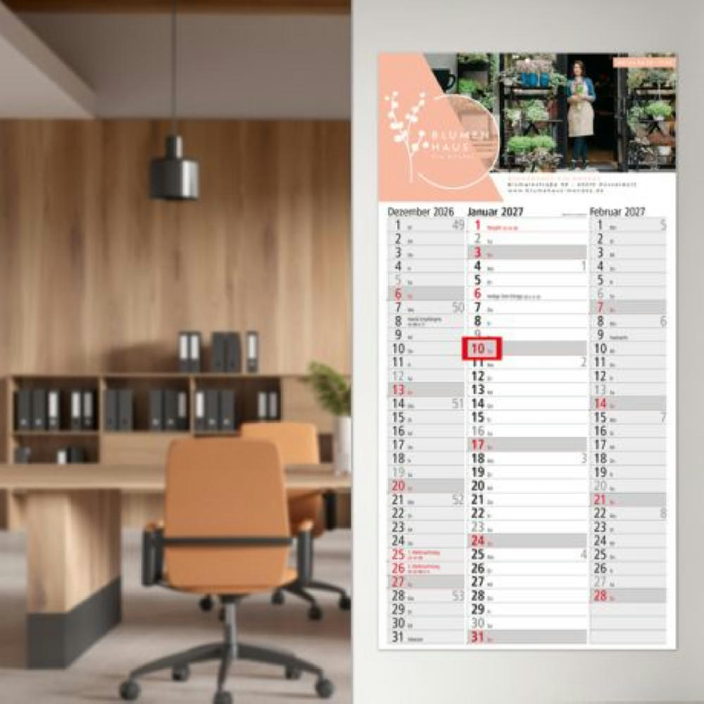 3-Monatskalender Einblatt Spectrum 3 EXPRESS Streifenkalender 3 Monate Werbeartikel
