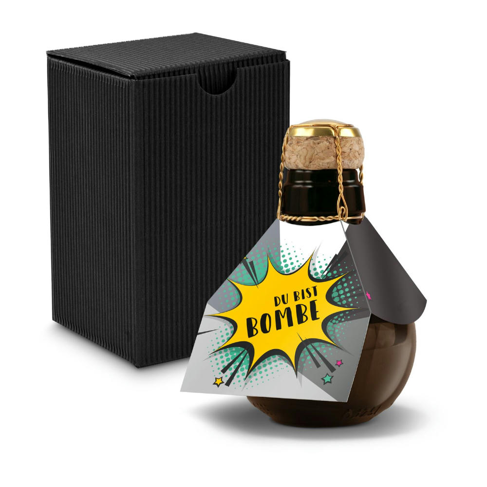 Product image Kleinste Sektflasche der Welt! Du bist Bombe - Inklusive Geschenkkarton in Gelb, 125 ml Werbeartikel