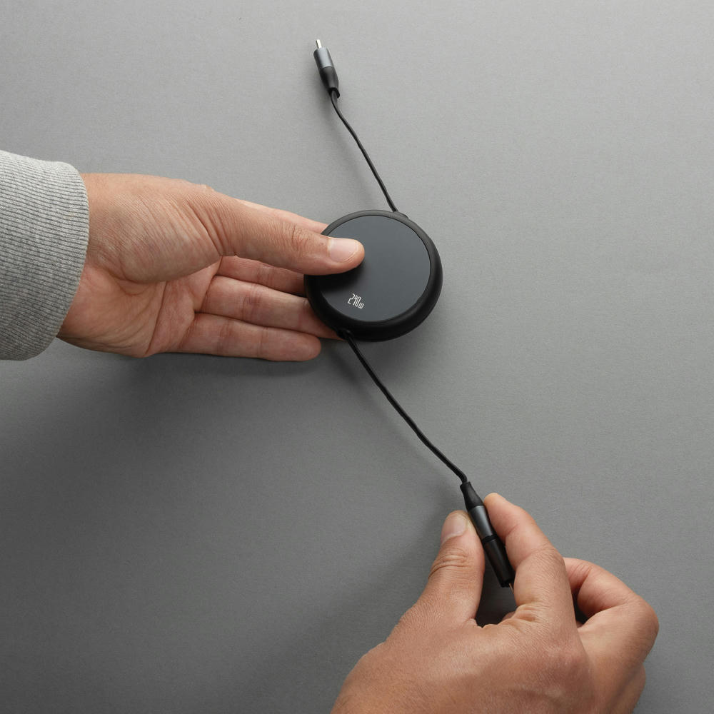 Terra ausziehbares 240W 2-in-1 Kabel aus RCS rec. Aluminium Werbeartikel
