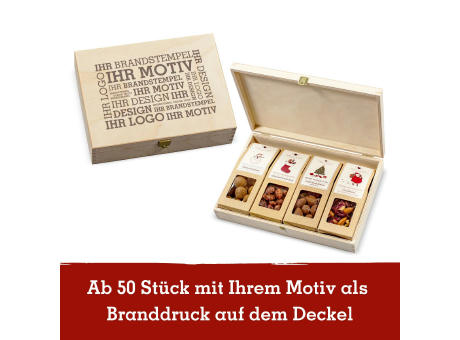 4 Weihnachts-Snacks in der Birkenholzbox bedrucken