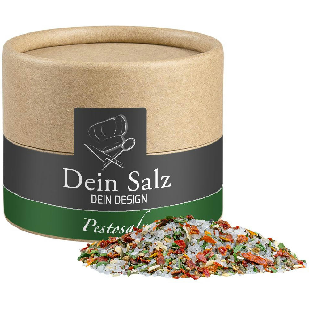 Product image Pestosalz, ca. 40g, Kraftpapierdose Mini Werbeartikel