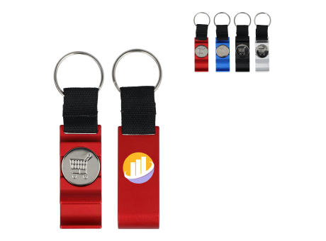 3-in-1-Flaschenöffner-Schlüsselanhänger-Einkaufswagenchip Werbeartikel