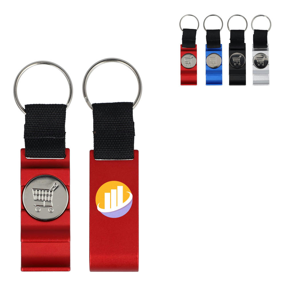 Product image 3-in-1-Flaschenöffner-Schlüsselanhänger-Einkaufswagenchip Werbeartikel
