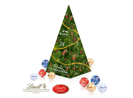 Product image Adventskalender "Weihnachtspyramide" mit Lindt Schokolade Werbeartikel