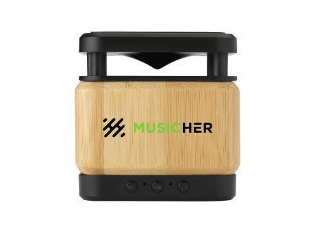 Bamboo Block Speaker mit kabellosem Ladegerät Werbeartikel