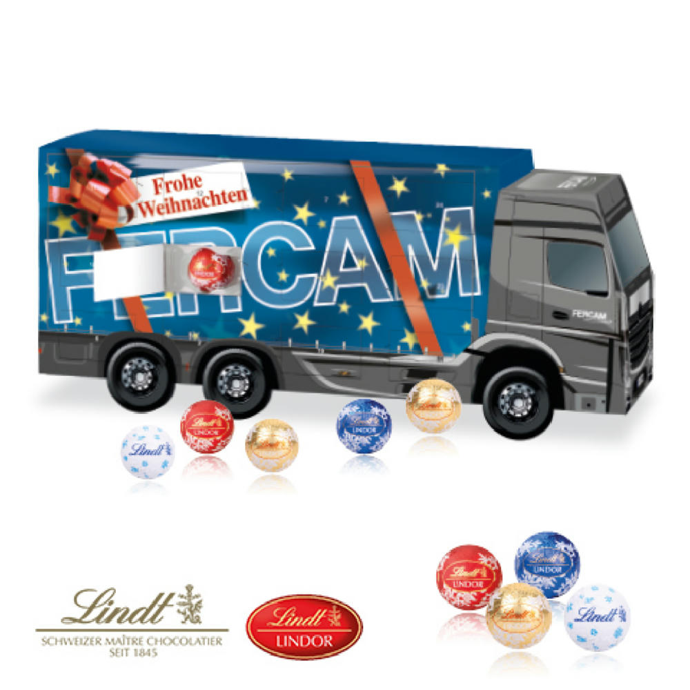 Product image 3D Adventskalender "LKW" mit Lindt Schokolade Werbeartikel
