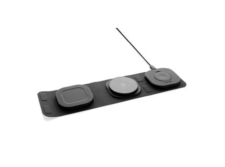 Swiss Peak 15W 3-in 1 Wireless-Reise-Charger aus RCS Plastik Werbeartikel
