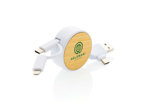 Ontario ausziehb. 6-in-1 Kabel aus RCS recyceltem Kunststoff Werbeartikel