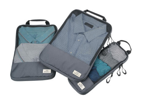 TROIKA Reise-Kompressionstaschen Set BLUE CYCLE PACKING CUBES bedrucken