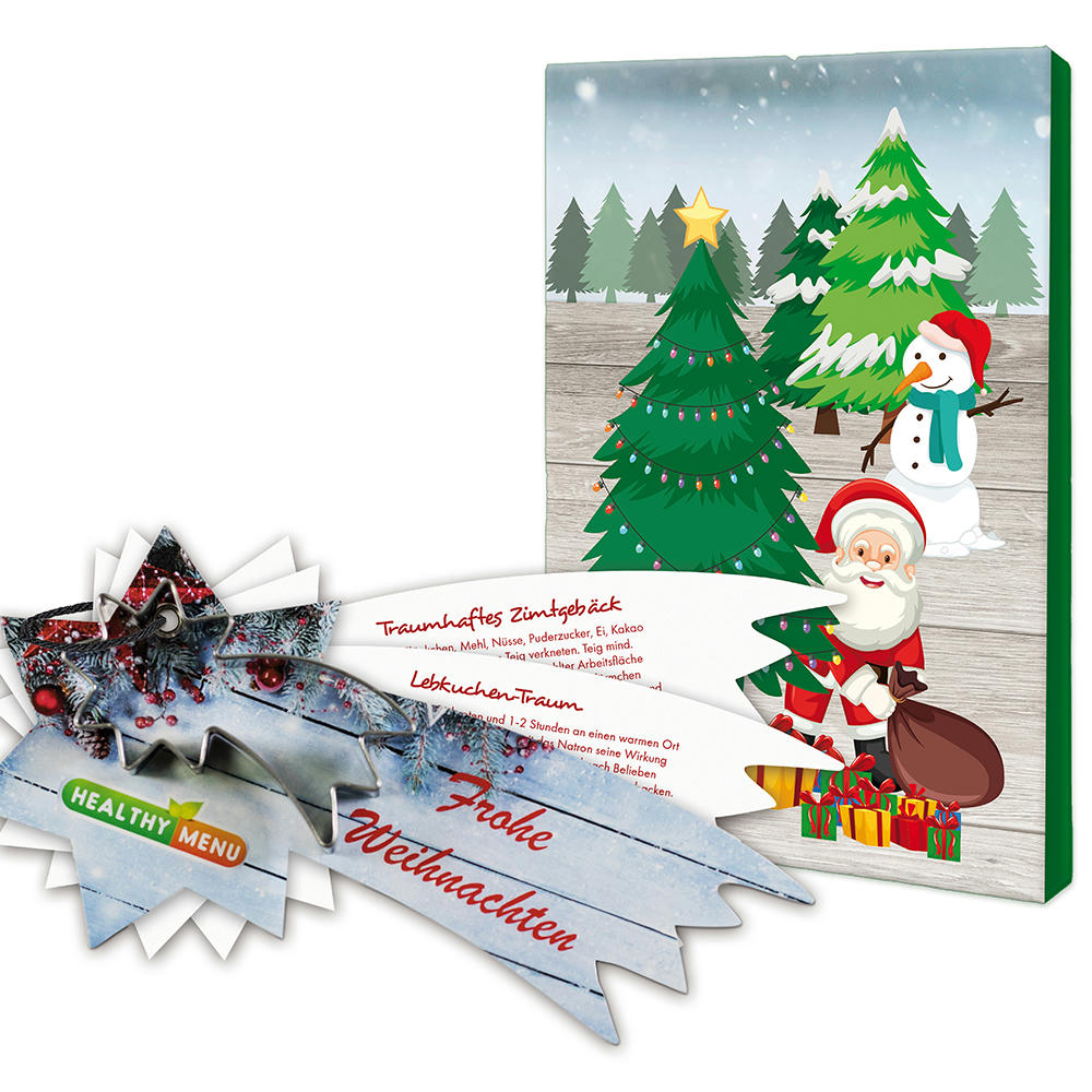 Product image Backförmchen mit Rezeptblock Komet - in weihnachtlicher Mappe (neutral) Werbeartikel