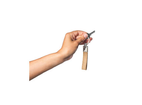 EVANS. Set bestehend aus einem Kugelschreiber und einem Schlüsselanhänger, beide aus Metall und Kork bedrucken