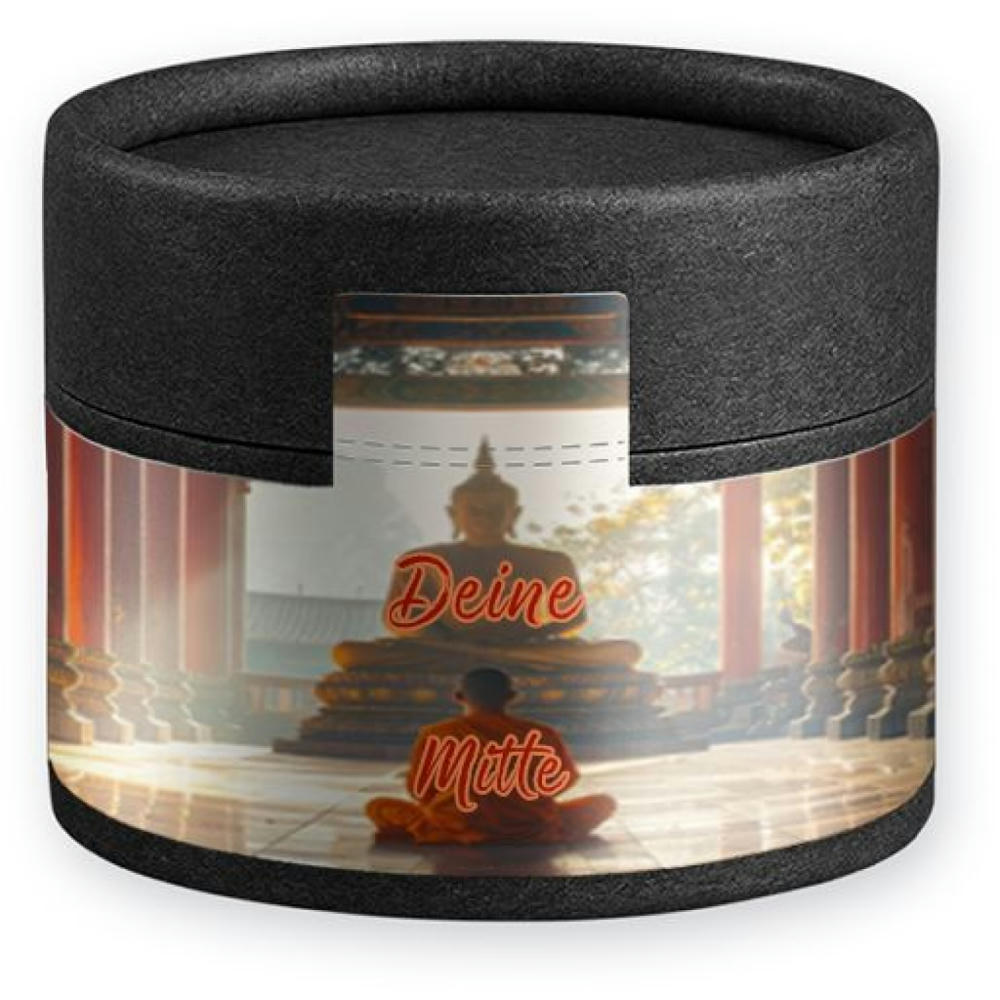 Kräutertee Seelenwohl, ca. 11g, Kraftpapierdose Mini schwarz Werbeartikel