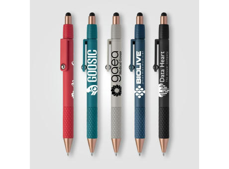 Nora Relax Fidget Kugelschreiber aus Kunststoff - m/Stylus bedrucken