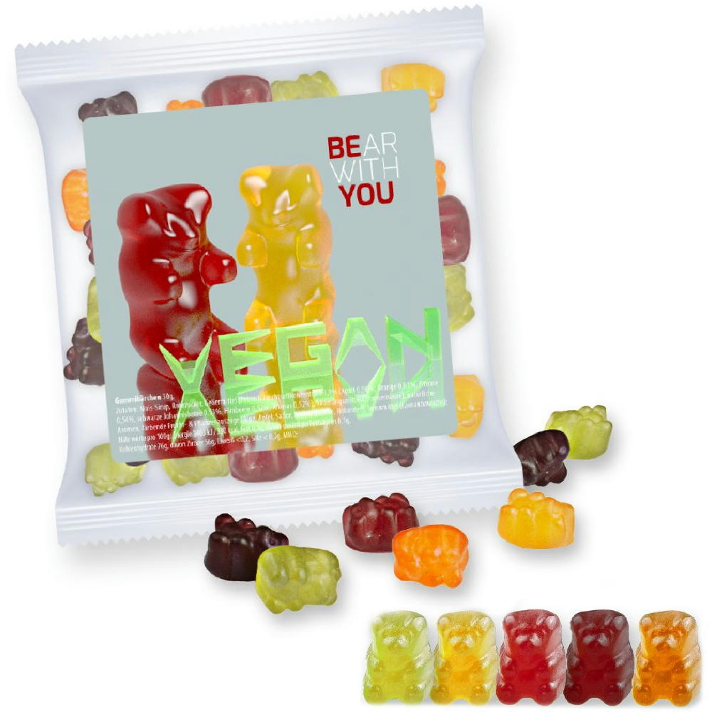 Product image Gummibärchen ohne Gelatine, ca. 30g, Express Maxi-Tüte mit Etikett Werbeartikel