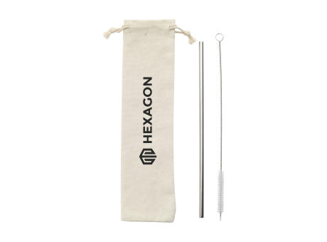 Reusable 1 piece ECO Straw Set Strohalme aus Edelstahl Werbeartikel