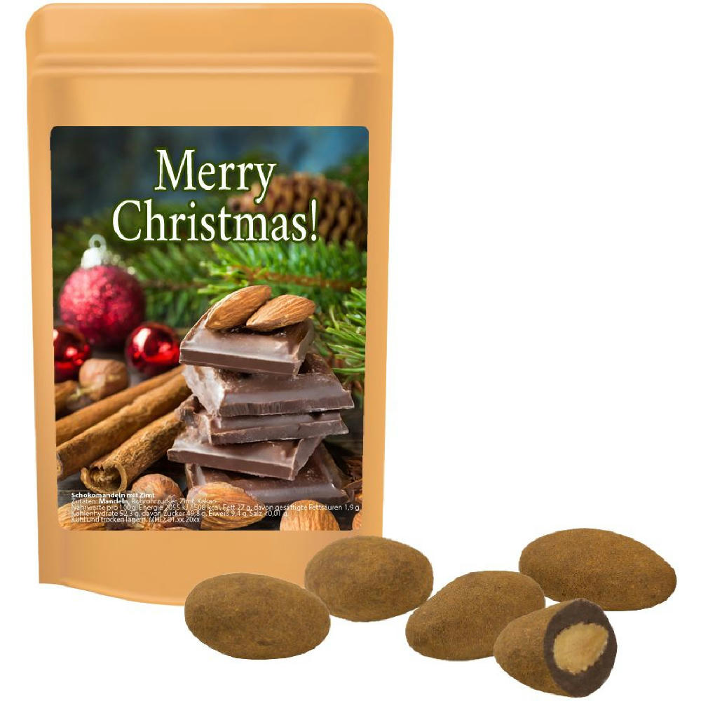 Product image Schokomandeln mit Zimt, ca. 30g, Standbeutel Mini Werbeartikel