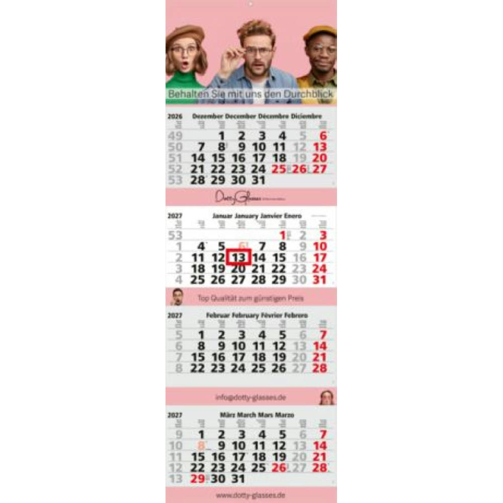 Product image 4-Monatskalender Quadro 4 Post Bestseller (Mehrblock) Werbeartikel