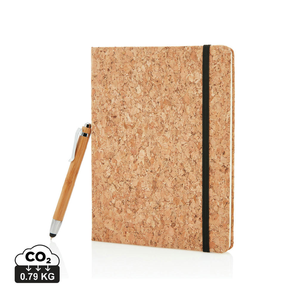 Product image Kork A5 Notizbuch mit Bambus Stift und Stylus Werbeartikel