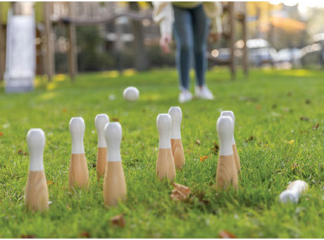 Kegel-Set aus Holz Werbeartikel