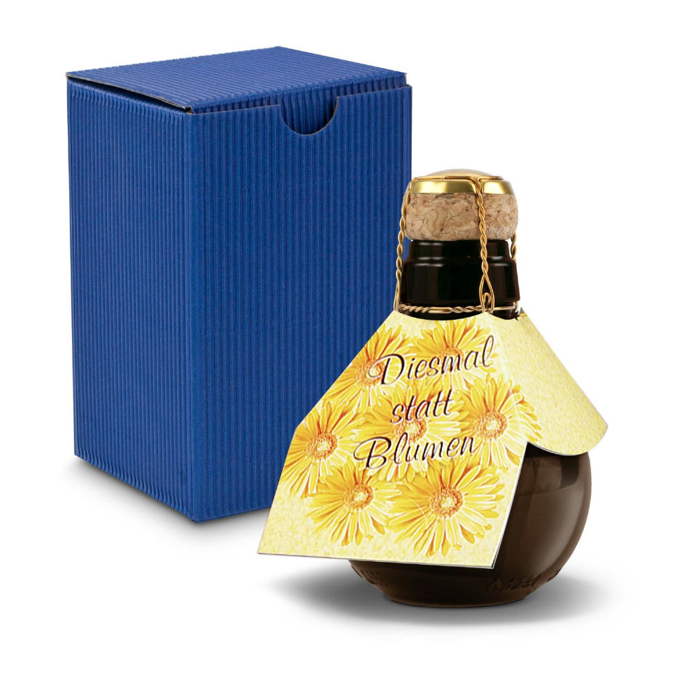 Kleinste Sektflasche der Welt! Diesmal statt Blumen - Inklusive Geschenkkarton in Gelb, 125 ml Werbeartikel