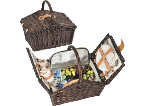 Picknickkoffer aus Weidengeflecht für 2 Personen Werbeartikel