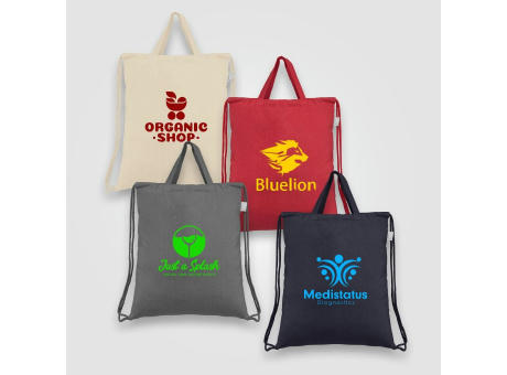 Palma - Rucksack & Tragetasche mit Kordelzug aus 140g recycelter Baumwolle bedrucken