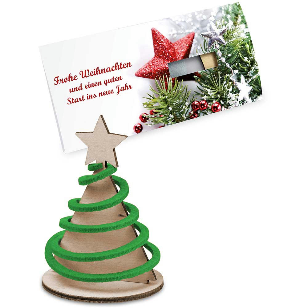 Steckfiguren-Karte Filz - Tannenbaum Wendelfilz 4/0-c Werbeartikel