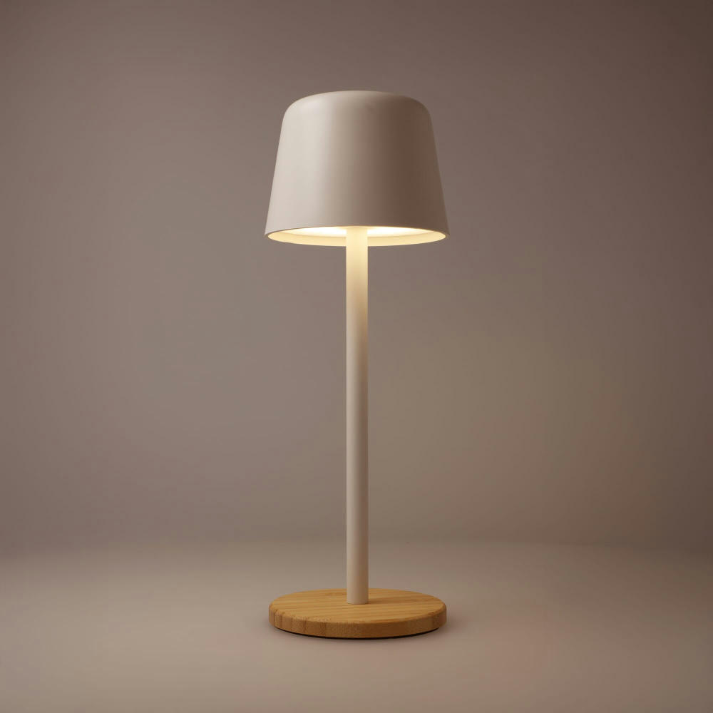 Solis Dimmbare Tischlampe mit Bambusfuß Werbeartikel