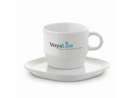 Tasse Viereck Teller Satellite 180ml bedrucken