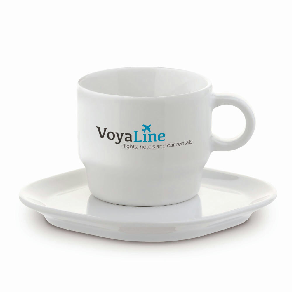 Product image Tasse Viereck Teller Satellite 180ml Werbeartikel