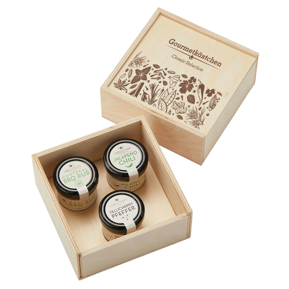 Product image 3 Gourmet Gewürze im Gourmetkästchen aus Birkenholz Werbeartikel