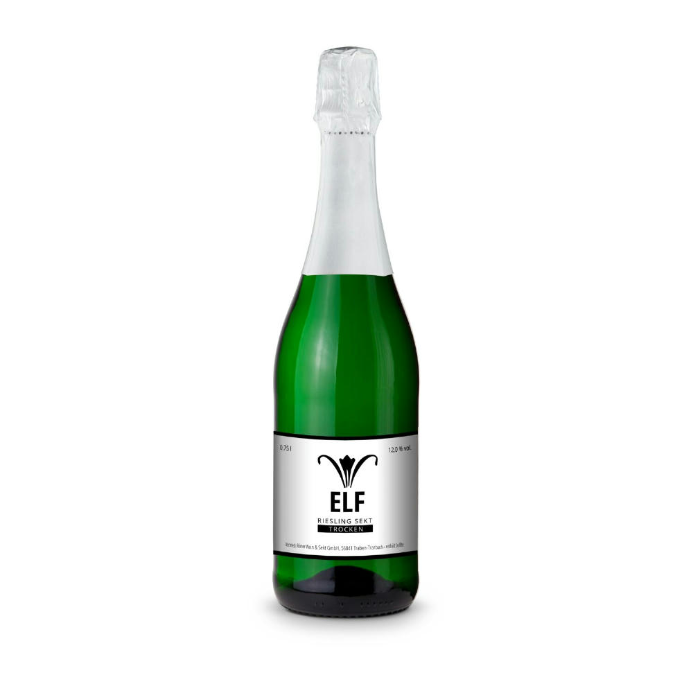 Sekt - Riesling - Flasche grün - Kapselfarbe Gold, 0,75 l Werbeartikel