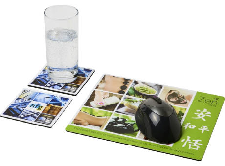 Q-Mat® Mousepad- und Untersetzer-Set 3 Werbeartikel