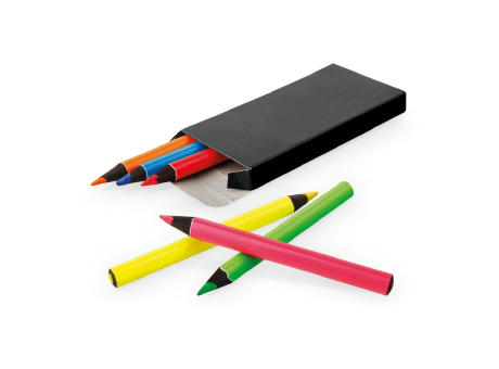 MEMLING. Bleistiftbox mit 6 Buntstiften Werbeartikel