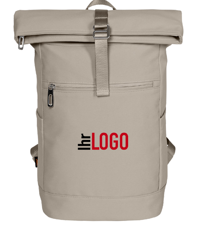 Halfar Rucksack STAR S in Beige als Werbeartikel – moderner Rucksack mit Logo bedrucken für Alltag und Business
